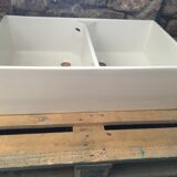 Enamelled stoneware double sink 40