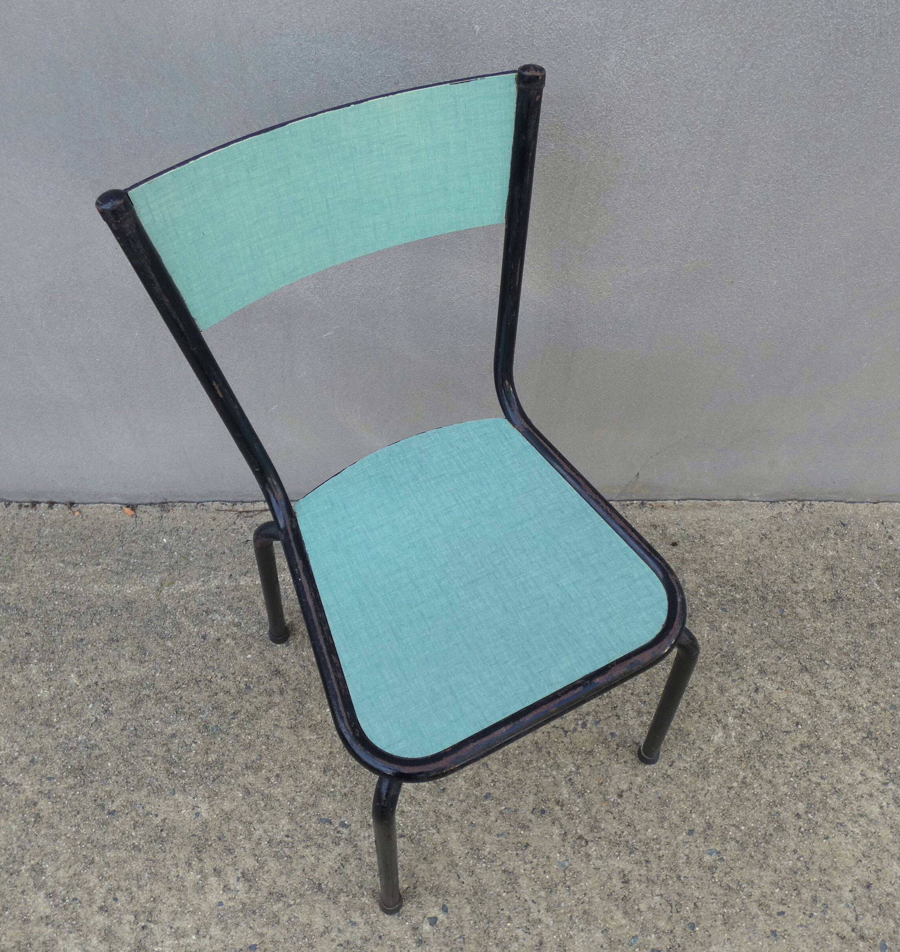 6 chaises en formica vert mint design vintage