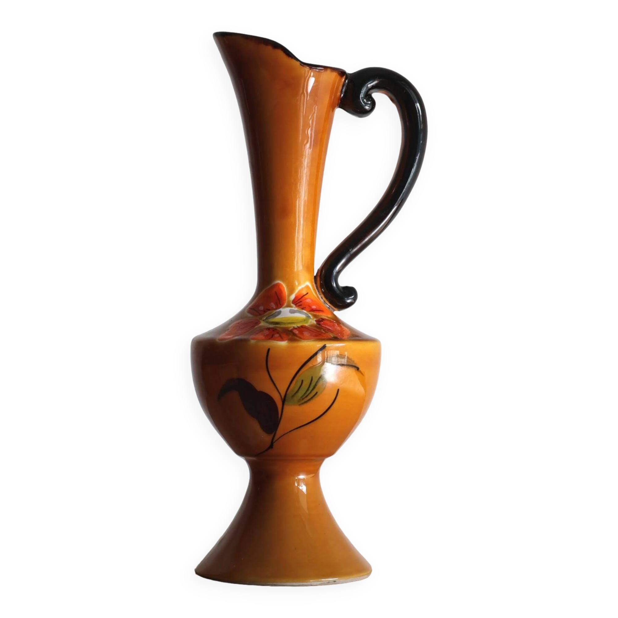Poët-Laval flower vase, "Isabelle" model, in orange ceramic