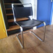 Cantilever chair / armchair Thonet in black leather and chrome metal – from