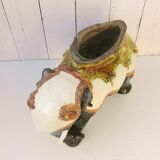 Former majolica slurry elephant planter