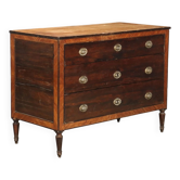 Commode ancienne Louis XVI en sapin et noyer, Italie, XVIIIe siècle