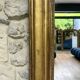 Fireplace mirror with pediment and pearl 178.5/151cm gold leaf, mercury