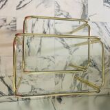 Vintage nesting coffee table in gold-plated metal, brass-style, circa 1970