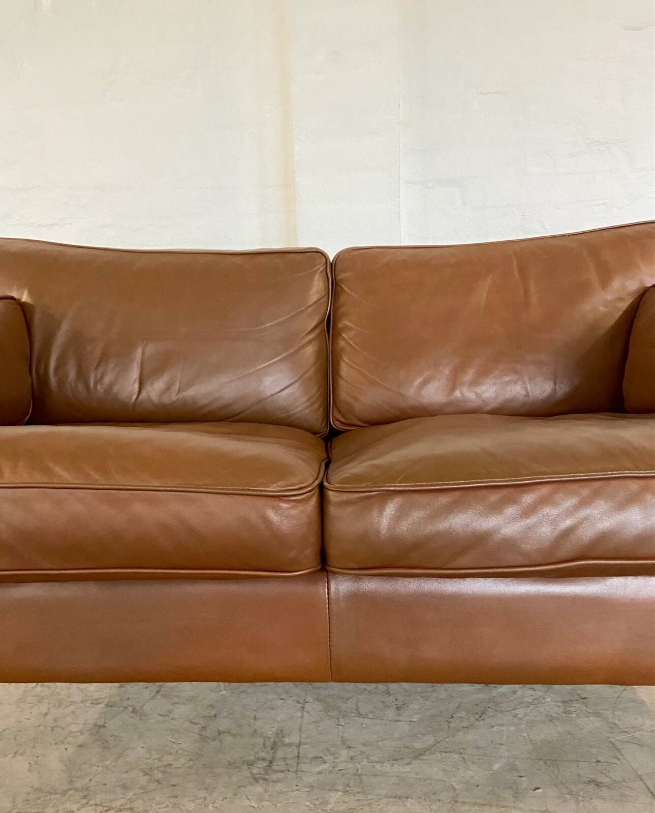 Canapé 2 places Stouby vintage danois du milieu du siècle en cuir cognac foncé