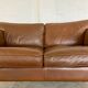 Vintage Danish mid-century dark cognac leather 2 seater Stouby sofa