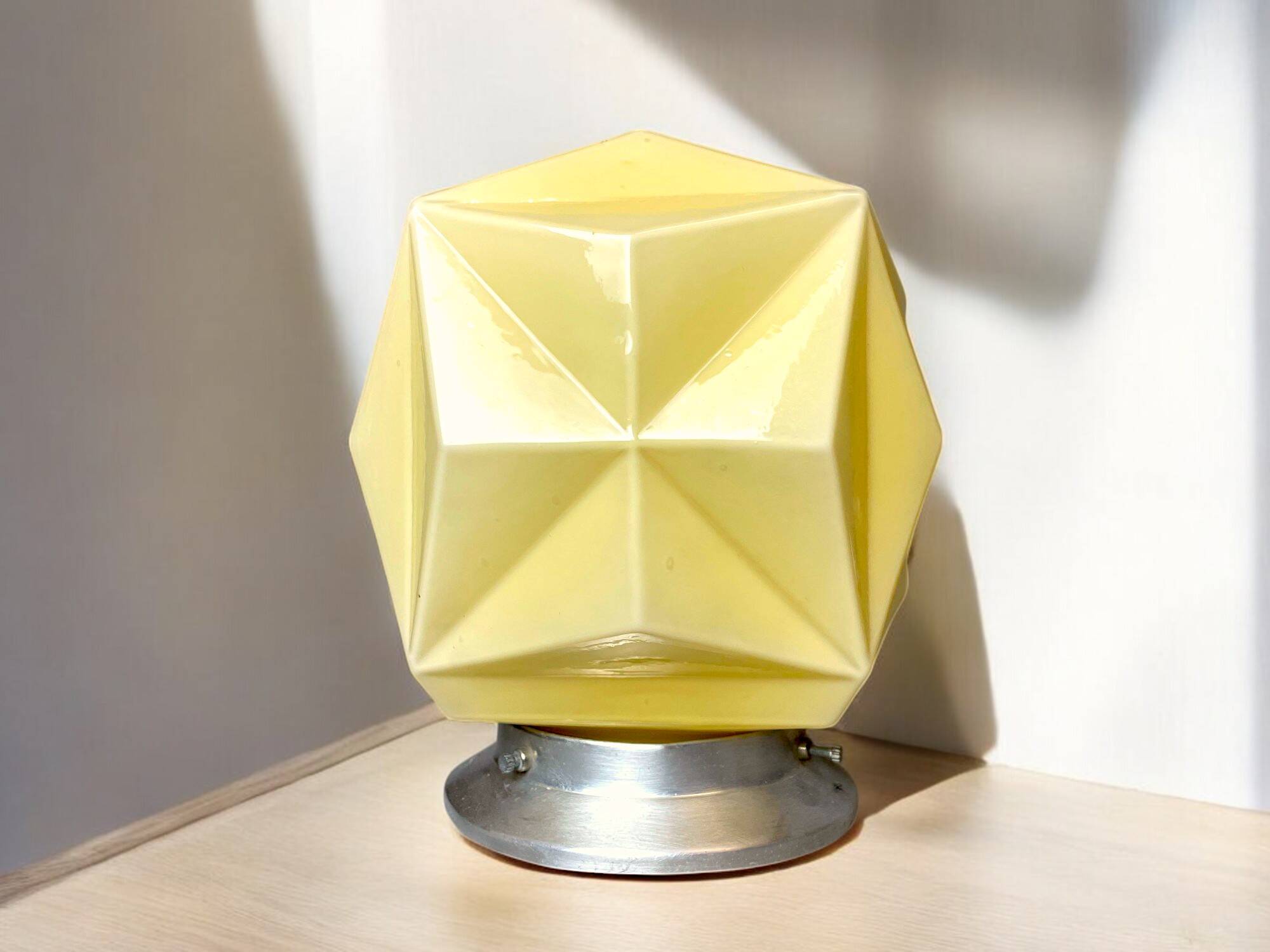 Art Deco style opaline origami flush mount lamp