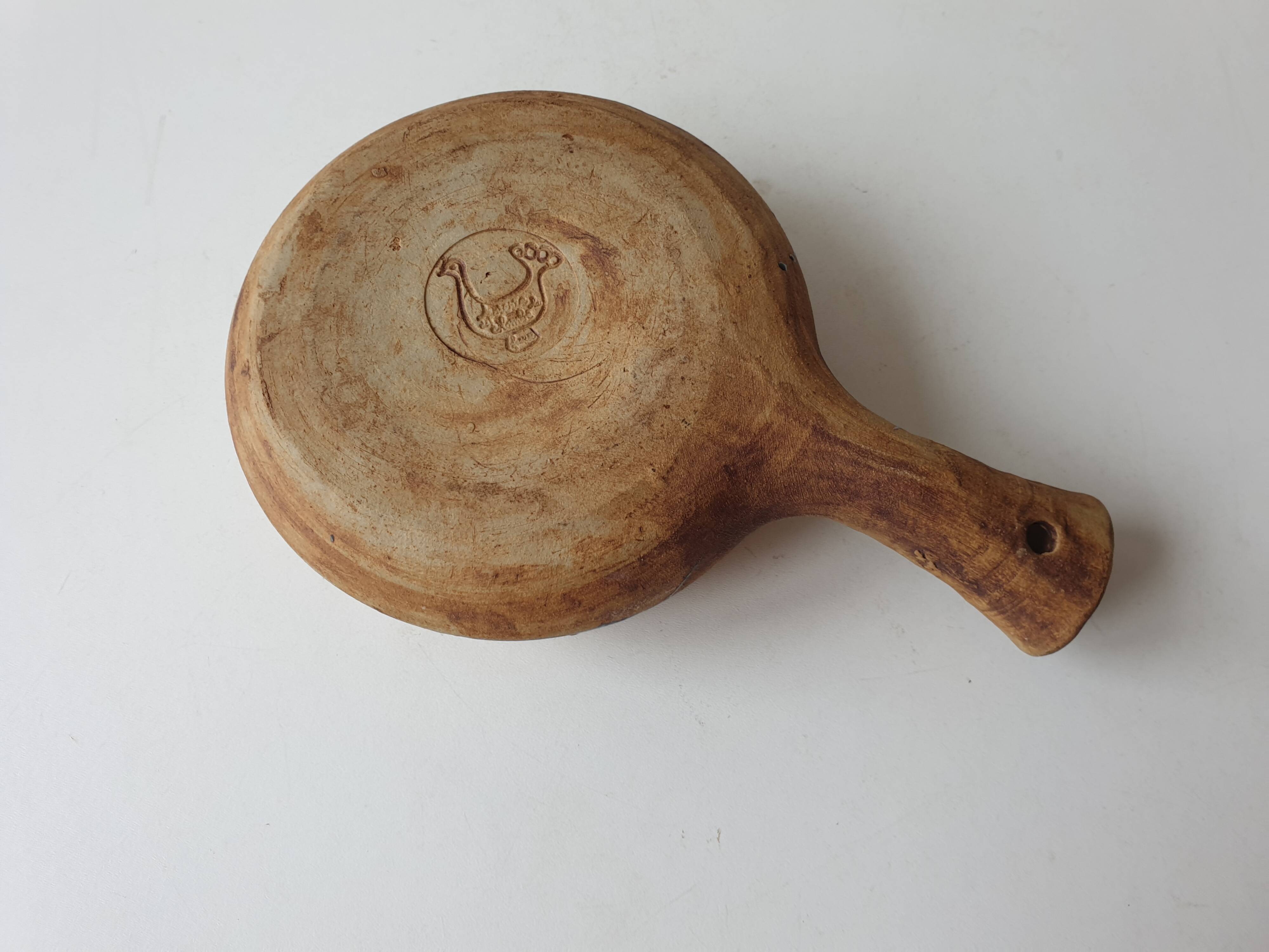 Ceramic fondue pot signed La colombe (Vallauris) 1970s