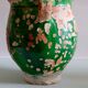 Ancient jar olive in provencal glazed terracotta, glazed green of the 19th century