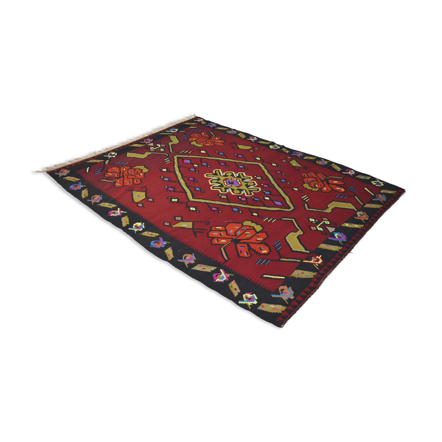 Anatolian handmade kilim rug 285 cm x 218 cm