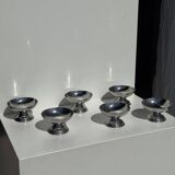 Set of 6 silver metal ice cream cups with small base D9 H5.5