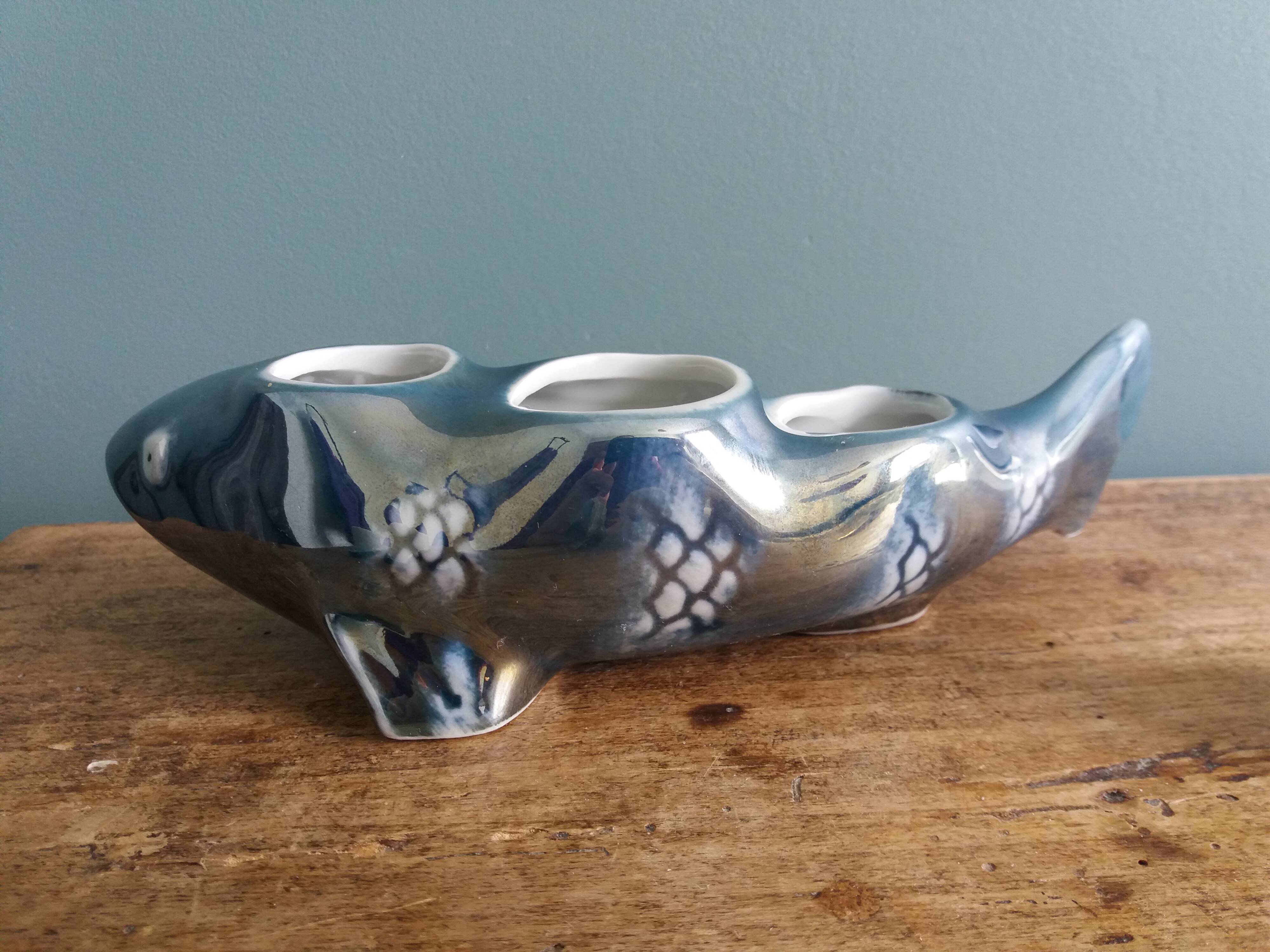 Zoomorphic salt and pepper shaker, porcelain fish