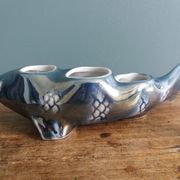 Salière poivrier moutardier zoomorphe, poisson en porcelaine