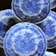 6 romantic blue Lunéville Sarreguemines dinner plates