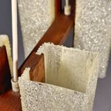 Scandinavian chandelier in solid teak with plexiglass resin shades – 1960s