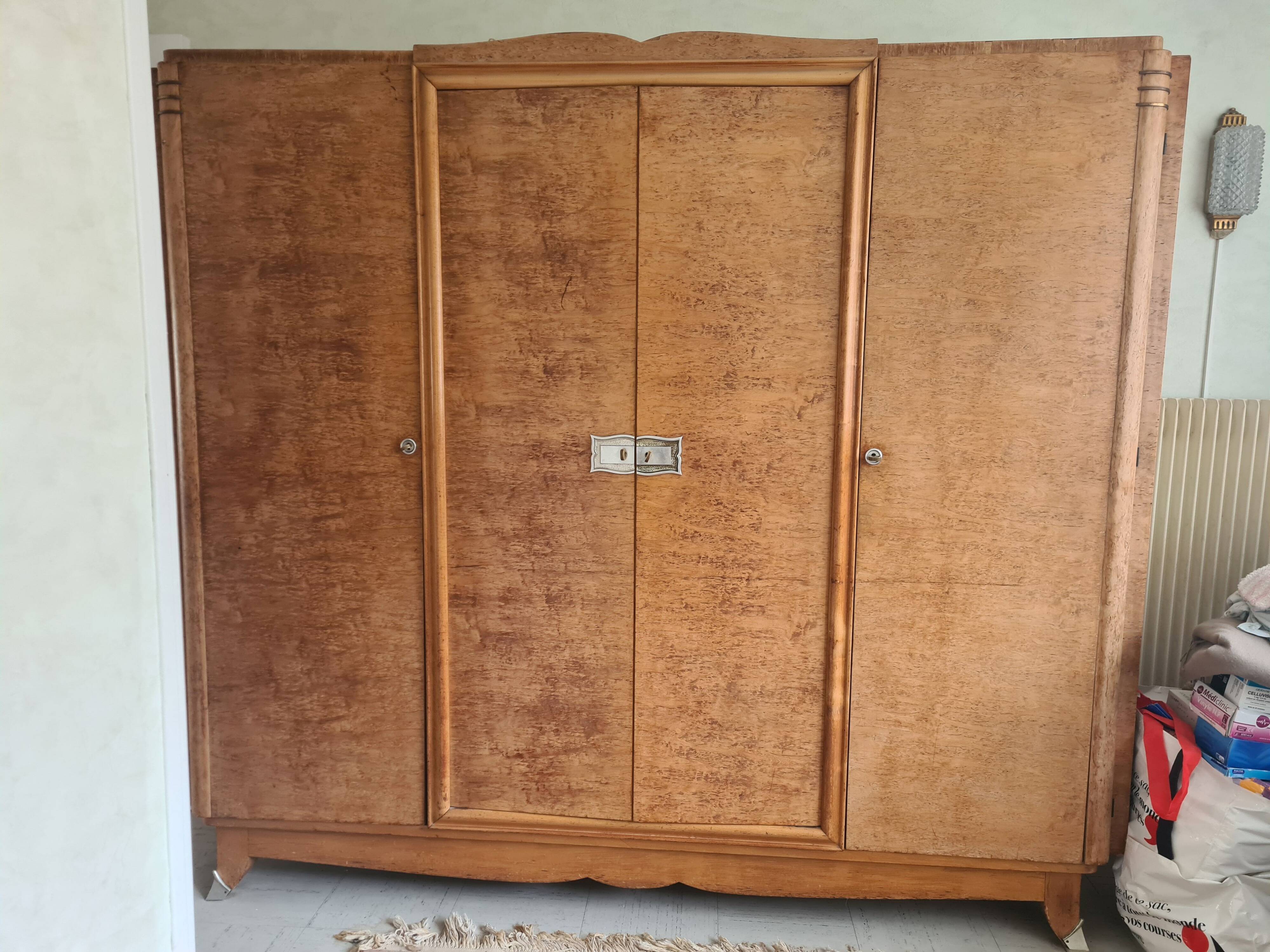 1940s burl wood wardrobe