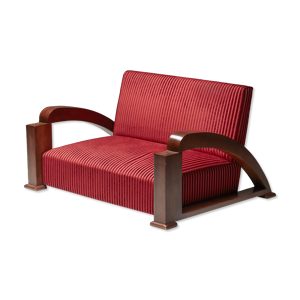 Canapé art déco en - velours rouge