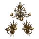 Hans Kögl-style 6-arm chandelier in gilded metal, 1970s, with two wall lights
