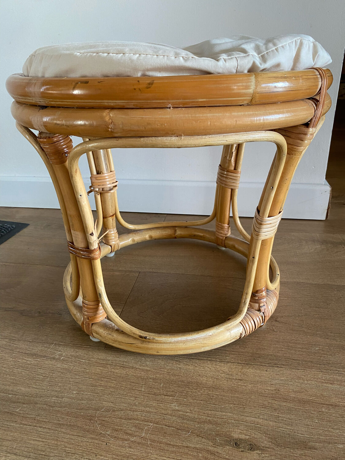 Tabouret en bambou années 50