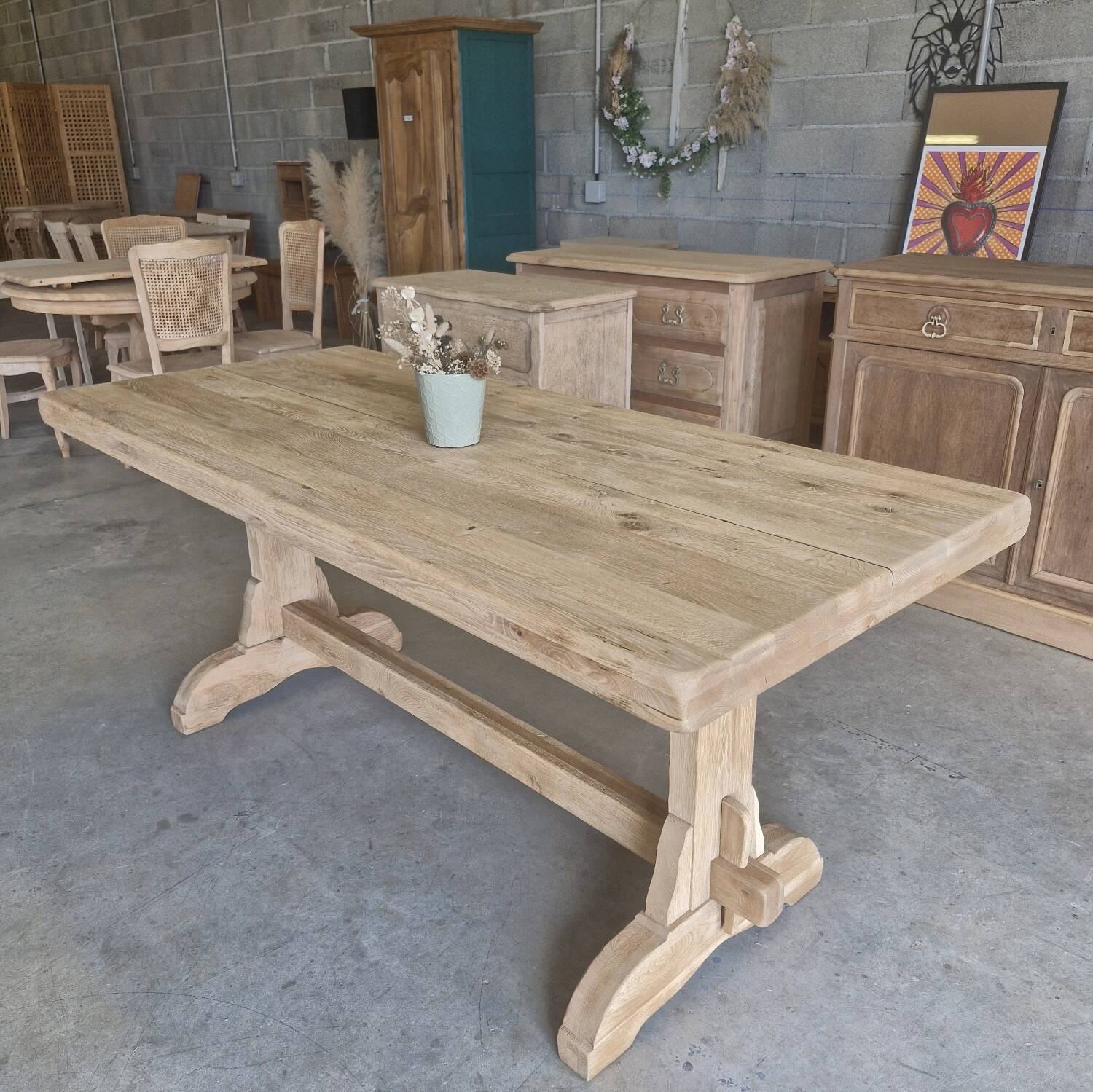 Reclaimed solid oak farmhouse table