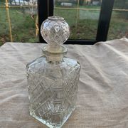 Vintage transparent molded glass whisky decanter