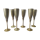 6 vintage metal Champagne flutes