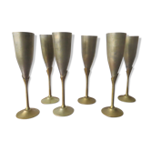 6 vintage metal Champagne flutes
