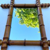 Antique mercury mirror in bamboo-style wood