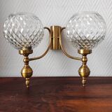 Set of 4 vintage glass globe wall lights
