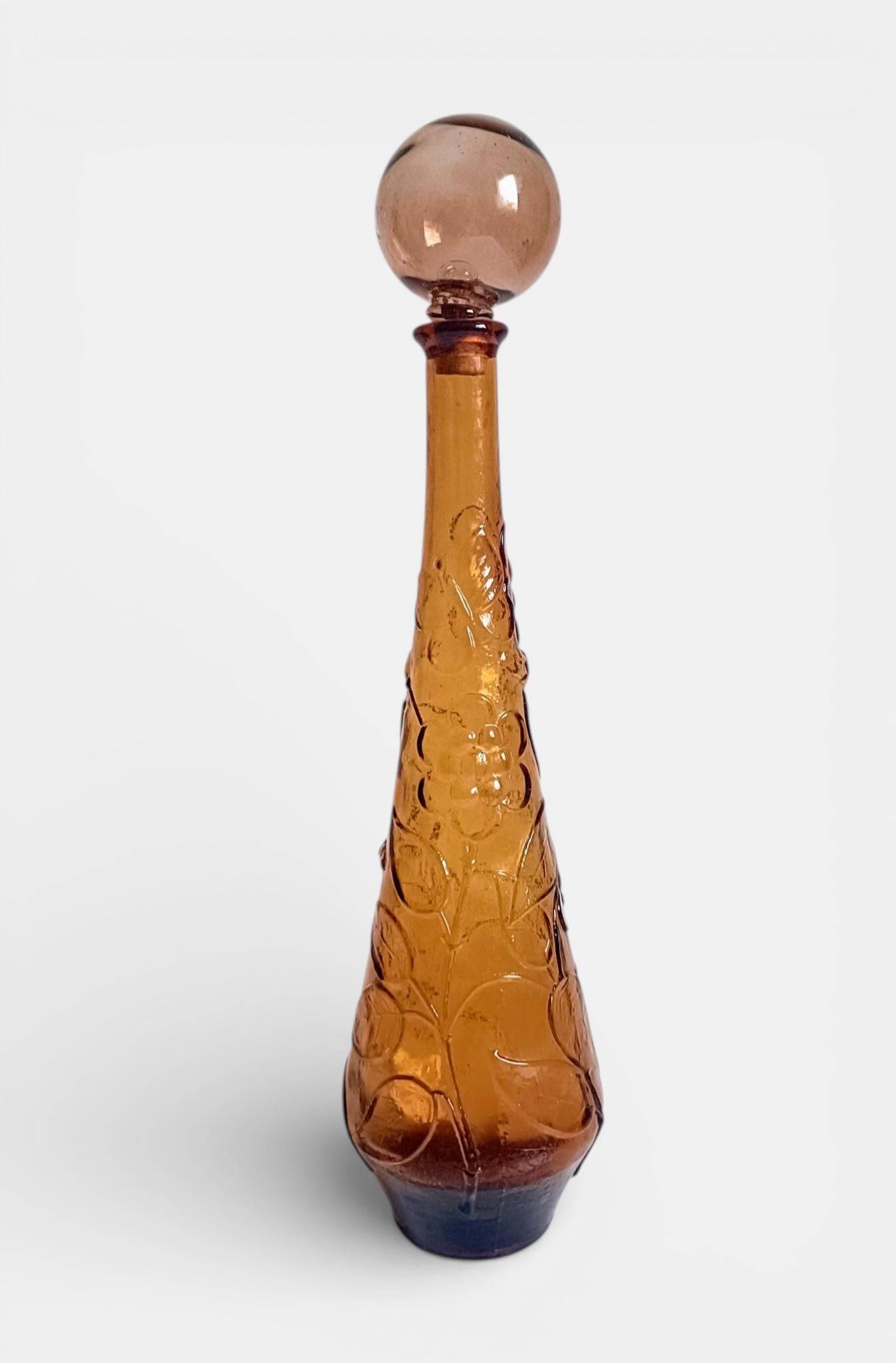 Empoli Amber Glass Decanter Set by Wayne Husted, Handmade in Italy