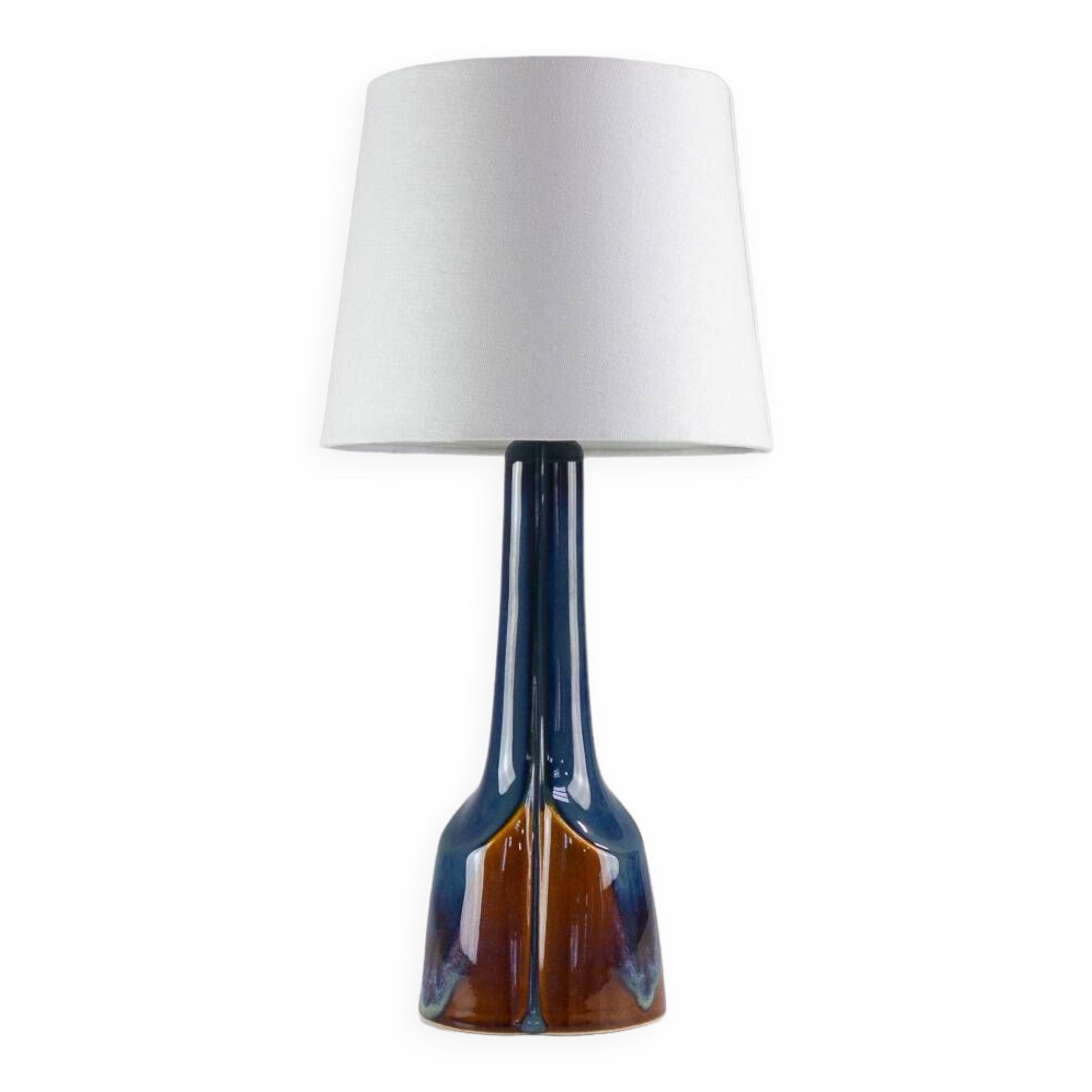 Danish Modern Blue and Brown Ceramic Table Lamp by E. Johansen for Søholm, 1960s