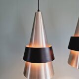 Lot de 3 suspensions scandinaves en aluminium, J. Hammerborg,  1960