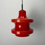 Large red glass pendant light by Peill and Putzler XL 1960