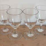 4 verres anciens à porto ou apéritif en verre soufflé 19ème