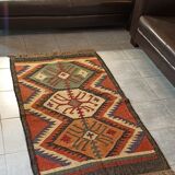Kilim cotton and burlap carpet - 90cm x 160cm