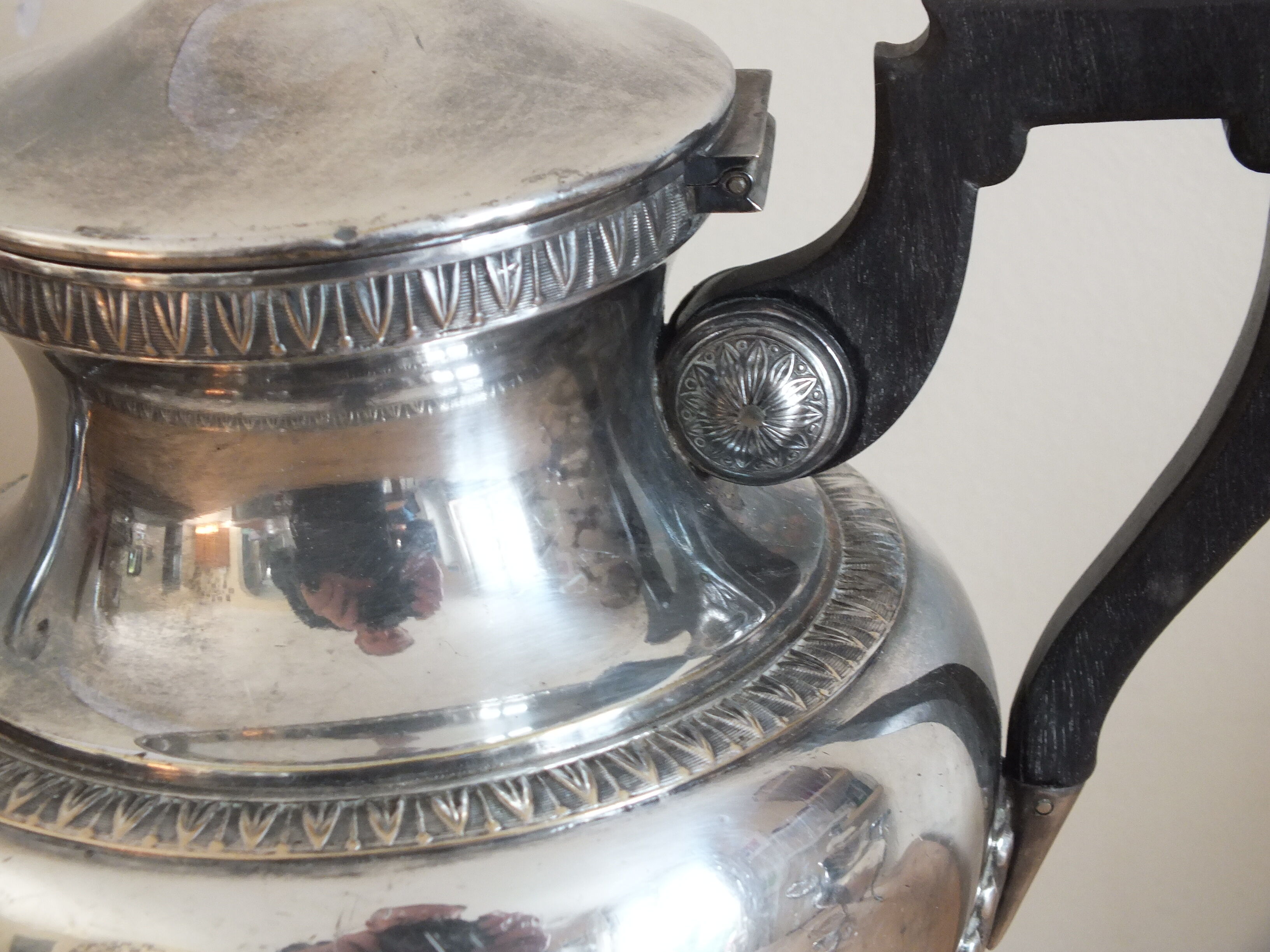 Coffee service 3 pieces old empire style in silver metal