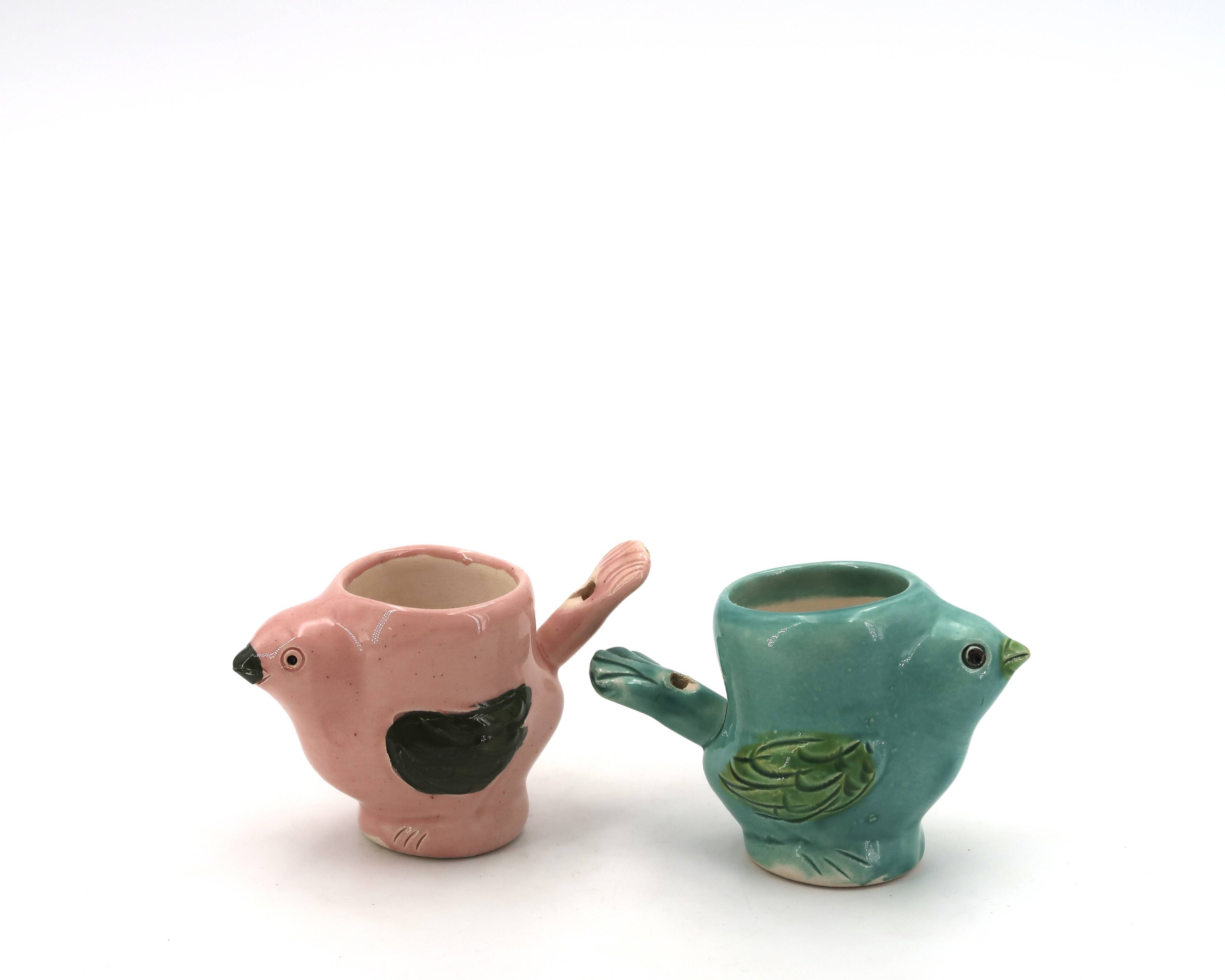 Two bird-shaped ceramic egg cups, 1970s