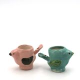 Two bird-shaped ceramic egg cups, 1970s