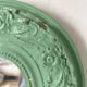 Classic antique mirror – wooden and plaster frame – repainted green from the 60s