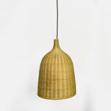 Ceiling lamp with a wicker shade, Denmark, 1970s