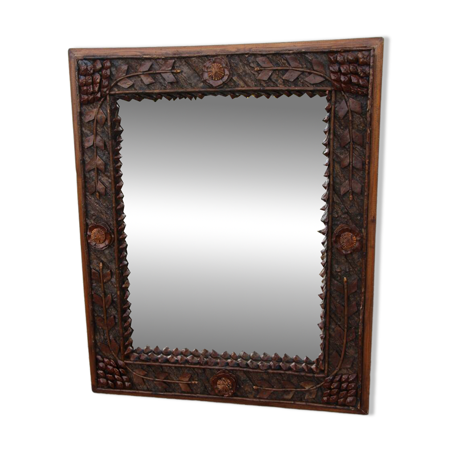 Miroir Foret Noire Tramp Art XIXème