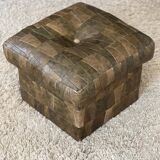 Khaki leather patchwork pouf / chest