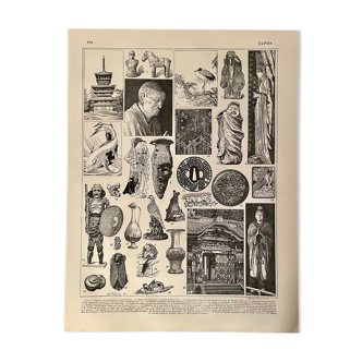 Lithographie sur les arts du Japon de 1897