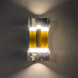 Space age wall lamp two lights yellow steel and lacquered metal ITalia 60s