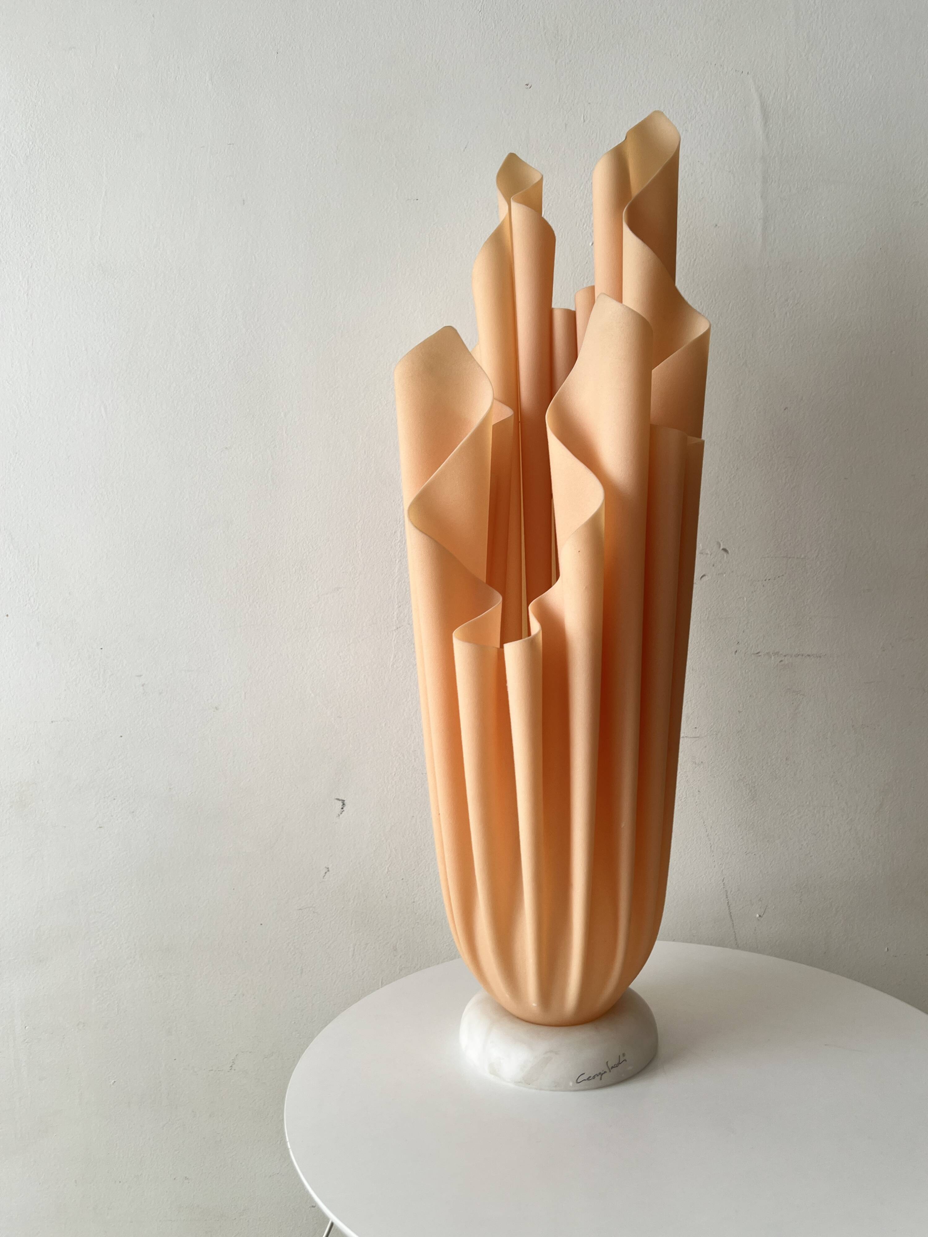 Athena table lamp draped in beige and pink, Georgia Jacob 1970