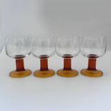 Set of 4 amber stem glasses