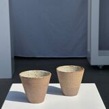 Lot de 2 tasses / mug en céramique indonésienne (mat brun)