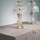 Pair of cut crystal and brass lamps - European production 1950
