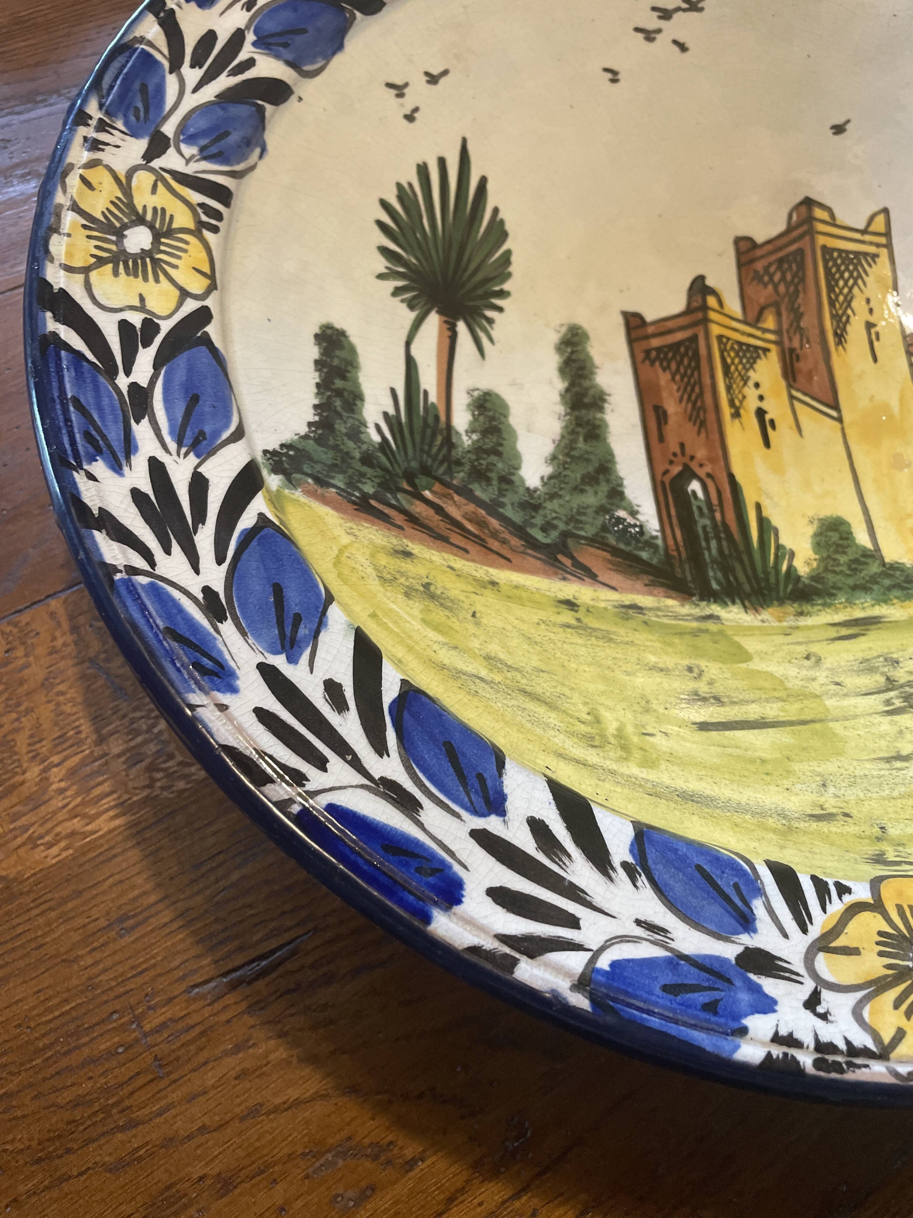 Large Moroccan Deep Plate Safi Signed