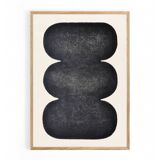 Peinture sur papier - tableau abstrait noir b130 - signé Eawy
